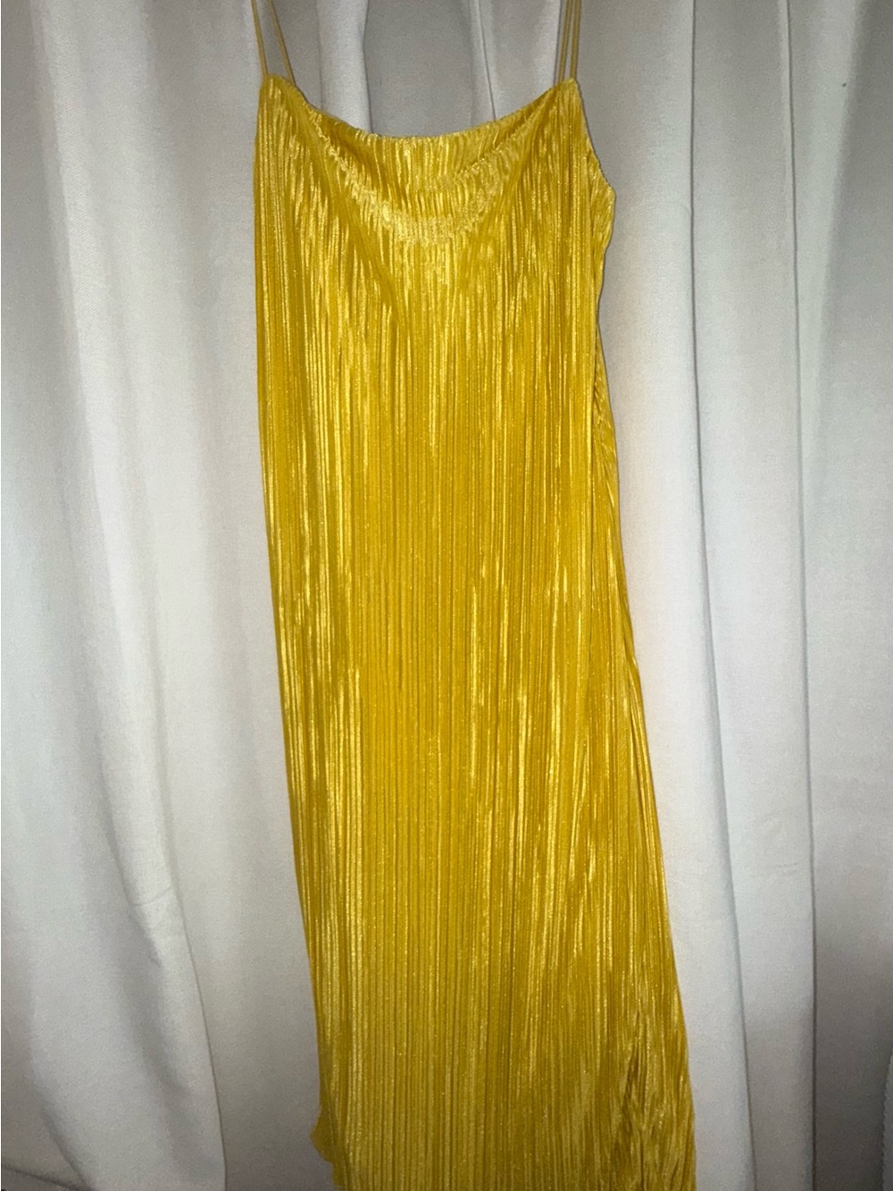 SHEIN Yellow Pleated Satin Slip Dress - Picture 2 of 3